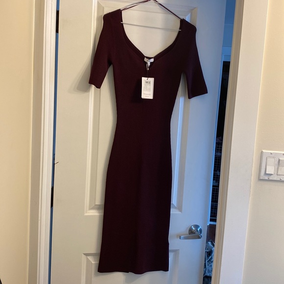 NWT- never worn Reiss Bodycon knit dress in burgundy size XS - Picture 3 of 7